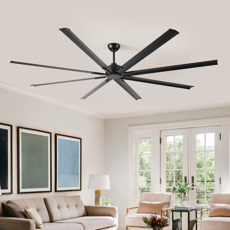 96 Inch Industrial DC Motor Ceiling Fan, Large Ceiling Fan with 8 Reversible Blades,  5-Speed Remote Control, Home or Commercial Ceiling Fans for Porch/Garage/Shop