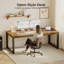 Bureau 54 po avec prises de courant, bureau d'ordinateur 1,2 po d'épaisseur, table de bureau, brun rustique-733705300-733705301