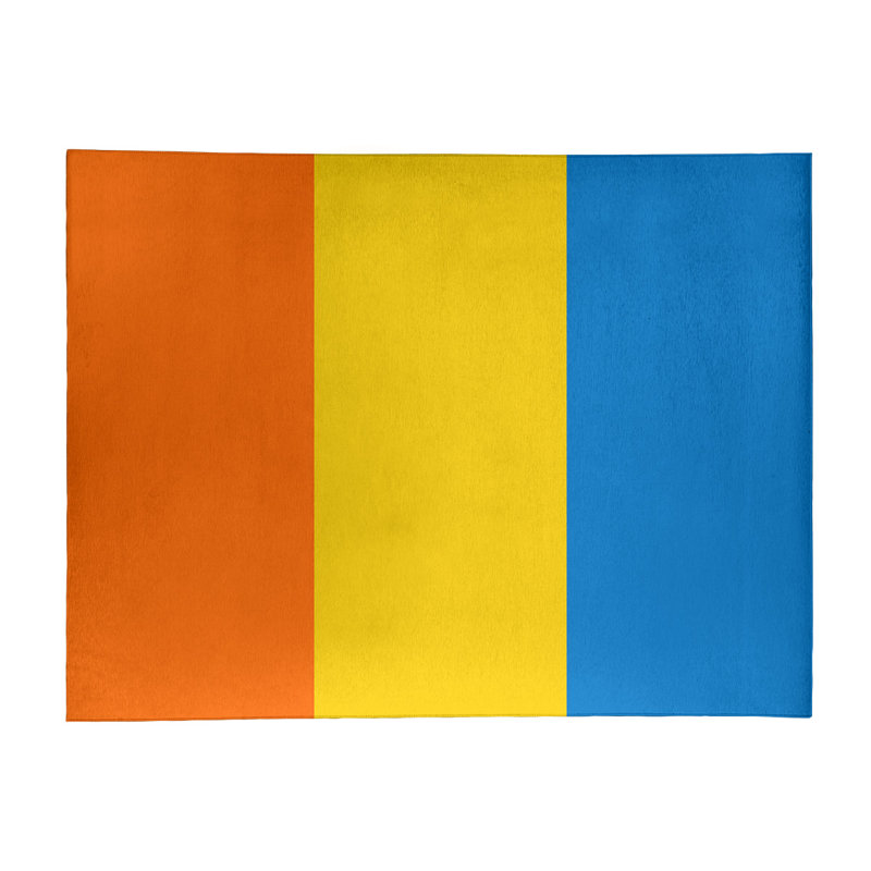 Tapis orange/jaune/bleu tissé à plat Miami, Rectangle 5 pi x 7 pi