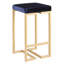 Tabouret de bar contemporain de 66 cm (26 po) avec structure dorée et siège en velours bleu - Paquet de 2