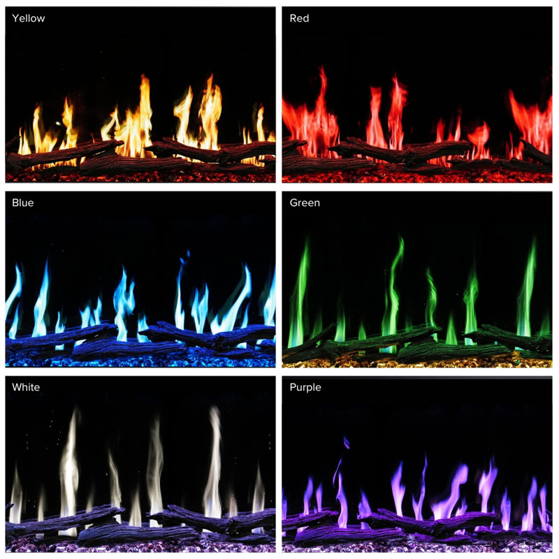Highmark Luxe Virtual LCD Wall Mount Smart Electric Fireplace - Remote Control & Adjustable Multi-Color Flame, 67"