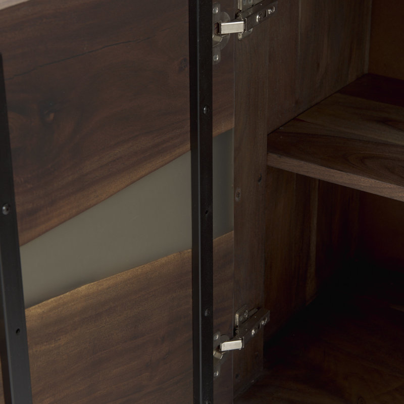 Rundle 68.9'' Brown Wood and Black Resin Sideboard