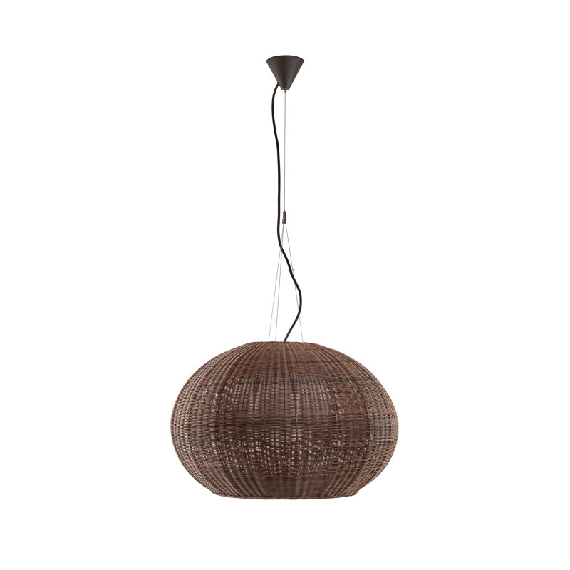 Garota Handwoven Drum LED Pendant in Graphite Brown