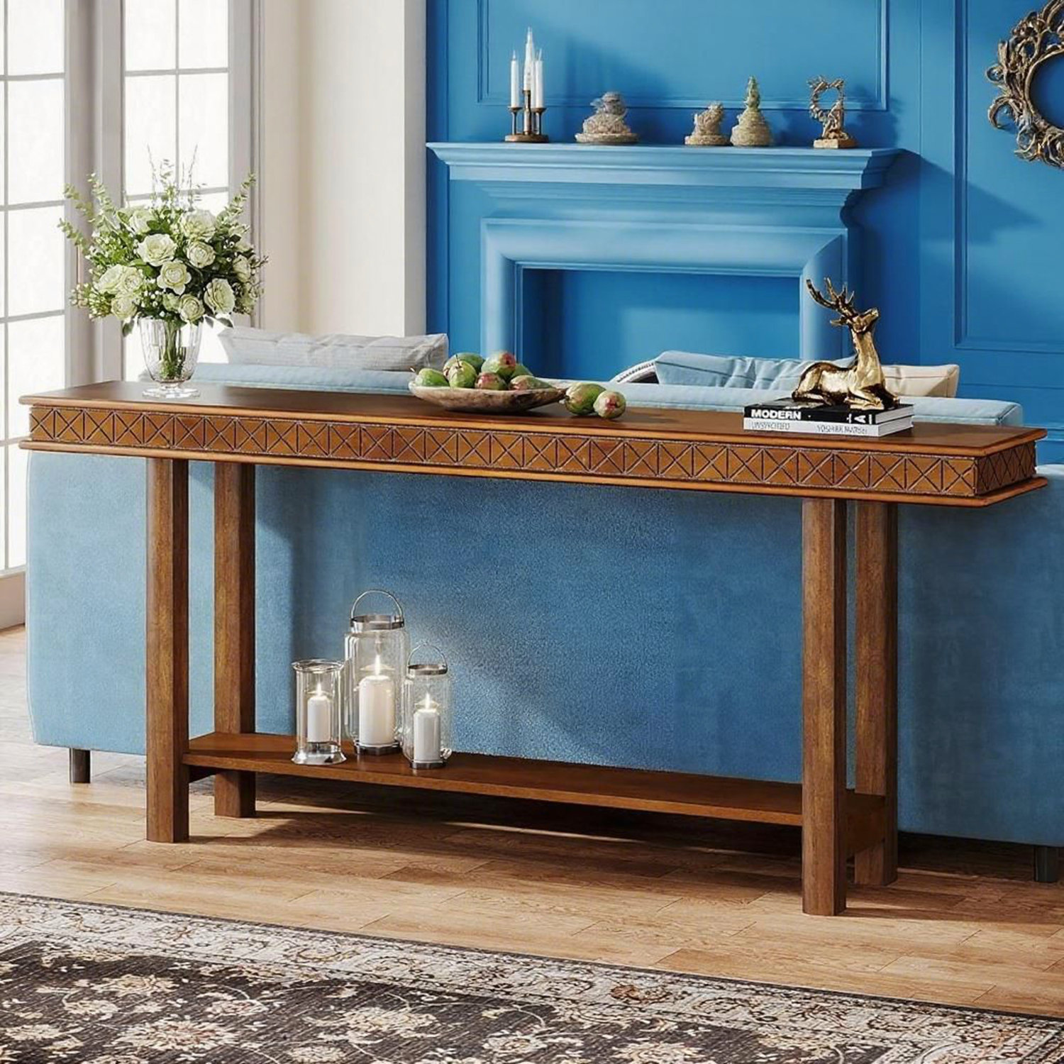 Ophelia & Co. Stylish Solid Wood Console Table with Large Storage ...