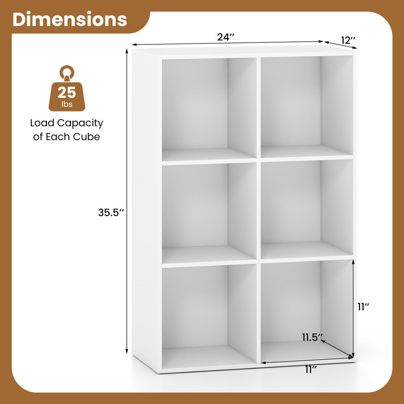 1 PCS 6-Cube Book Shelf, Tool-Free Assembly, Storage Organizer for Living Room Bedroom 6-Cube White