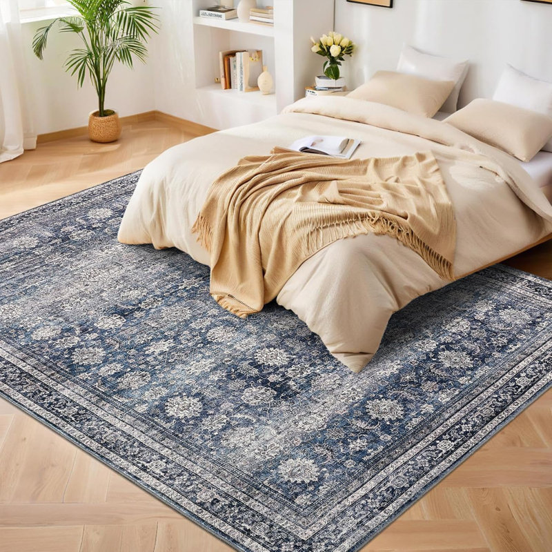 5x7 Traditional Area Rugs Soft Vintage Printed Foldable Thin Non-Shedding Oriental Indoor Carpet Easy Clean Bedroom Living Room Green