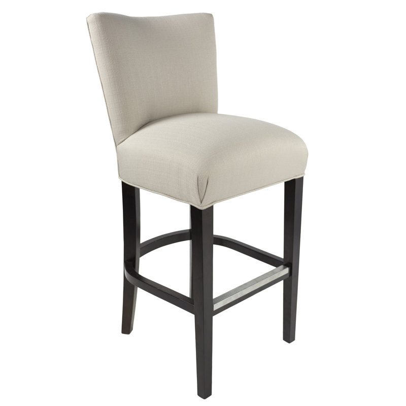 Upholstered Counter Stool with Solid Wood Frame, Taupe Mouse