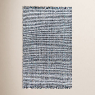 Viewcrest Hand-Woven Slate Blue Striped Rug
