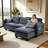 110.4'' Wide L-Shaped Living room sofa, Modular Sectional Sofa, 4 Seater Sofa Comfy Cloud Couch Chenille Upholstered Sofa with Ottoman,Built-in USB Port,Blue-gray-1297511535