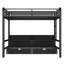 Grand lit superposé en métal avec tablettes de rangement et tiroirs, ports USB, lumières DEL, canapé-lit convertible, noir-304691004-304691006