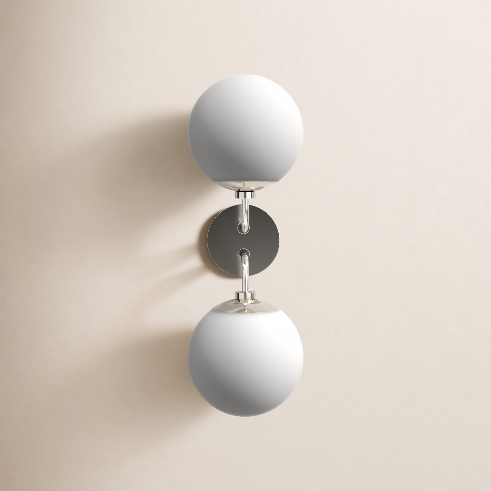 Luna 2 Light Glass Dimmable Armed Sconce, Polished Nickel