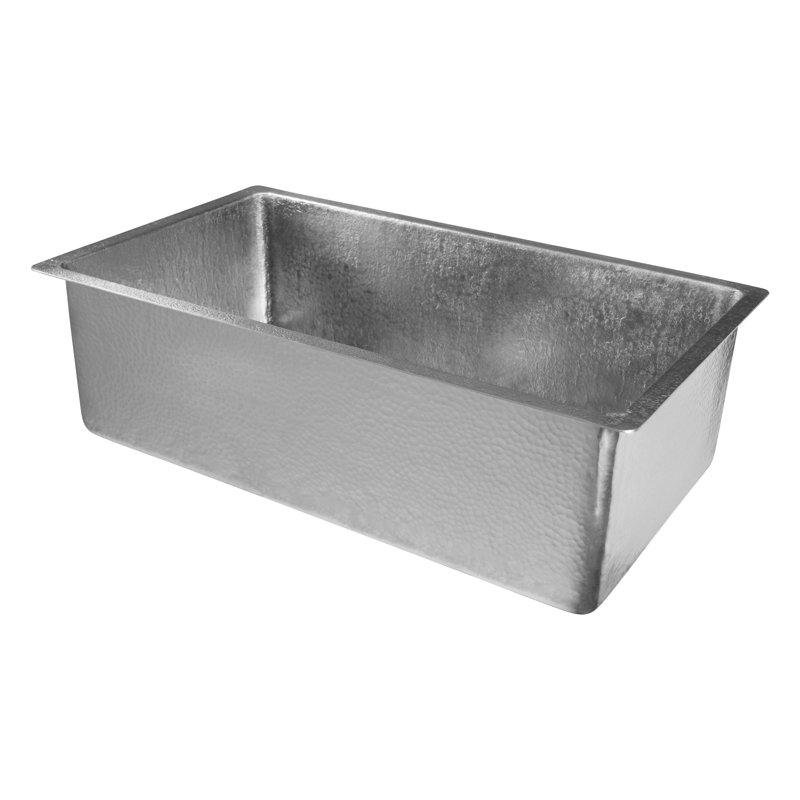 Évier de cuisine simple 33 po en cuivre Terra, Nickel