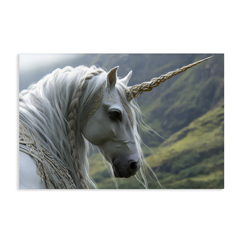 Toile à crinière tressée Celtic Unicorn, design par The Wands Want, H 20 po x l 30 po
