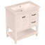 Meuble-lavabo 30 po avec comptoir en céramique, meuble-lavabo avec tiroir multifonctionnel, pieds en bois massif, blanc
