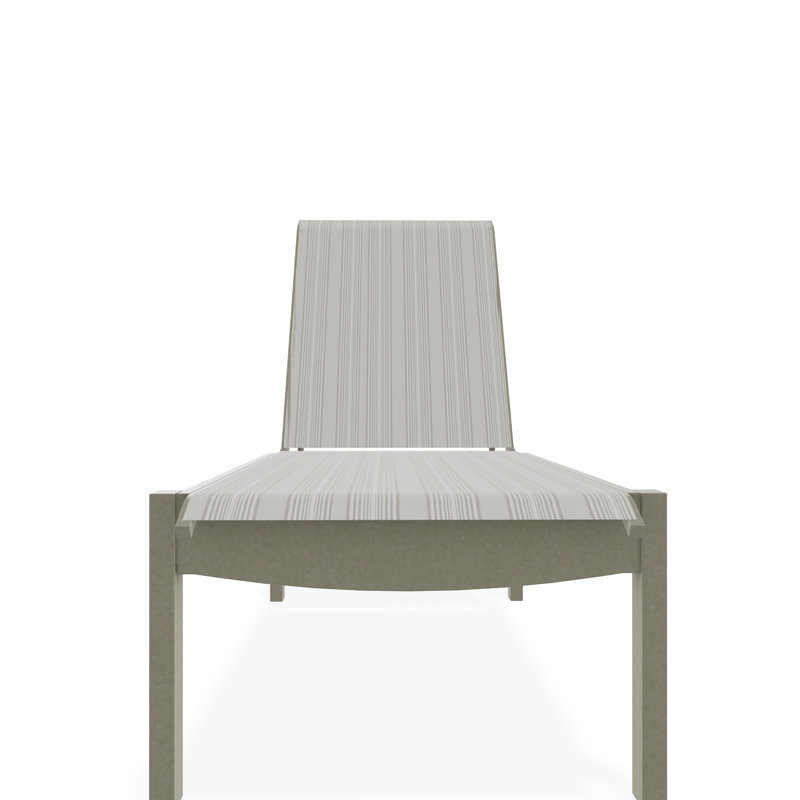 Leeward Sling Marine Grade Polymer Lay-flat Stacking Armless Chaise with Wheels, Harbour, Storm
