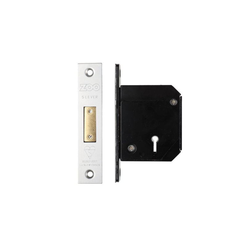 British Standard 5 Lever Deadlock, Polished Brass