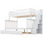 Lit superposé simple au-dessus d'un lit double avec escalier et lit gigogne, blanc - lit superposé fonctionnel et stable conçu par l'utilisateur-612411564-612411565