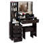 Meuble-lavabo 54 po en MDF noir avec miroir à DEL réglable et deux prises