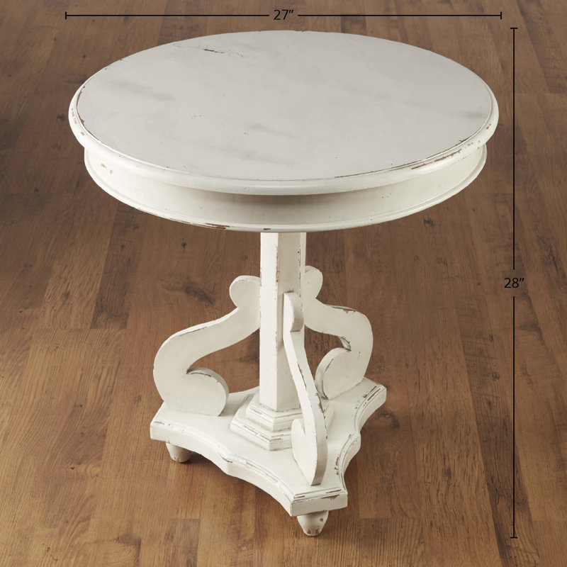 Solid Wood End Table, Distressed White