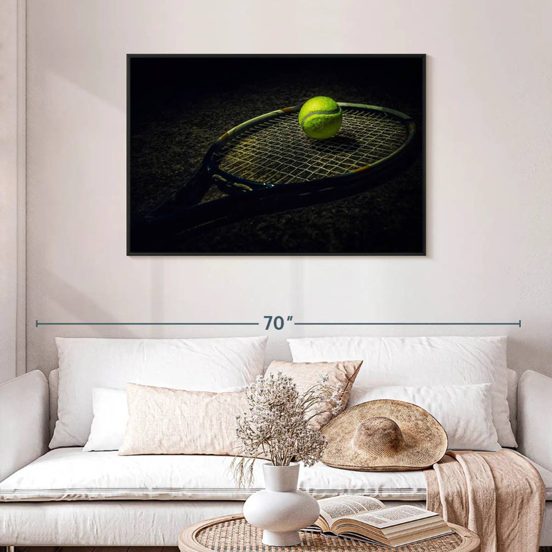 Tennis contemporain, Cadre flottant noir, 43 po x 29 po