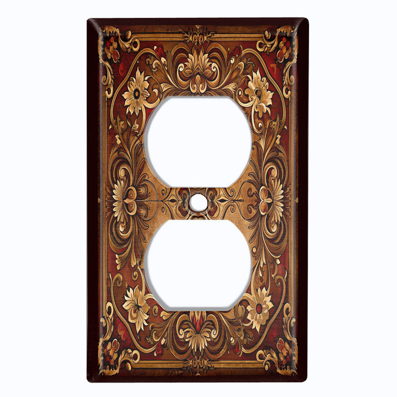 Couvercle de plaque d'interrupteur en métal; Recto verso standard américain à 1 bande - Image imprimée du design rétro de Baorque