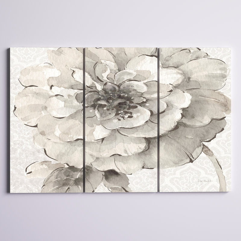 " Indigold Gray Peonies I " 3 - Pieces, 40" H x 60" W x 1" D