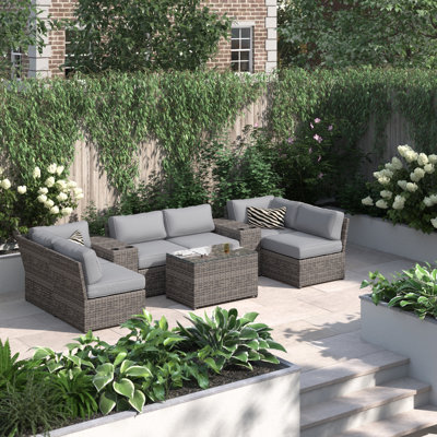 Mae Wicker Fully Assembled 4 - Person Seating Group with Cushions
