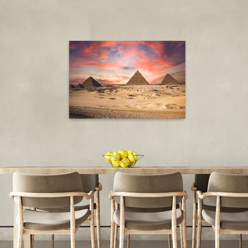 Impression d'art mural majestueux, désert de Gizeh, paysage contemporain abstrait, lever de soleil, H 24 po x l 36 po