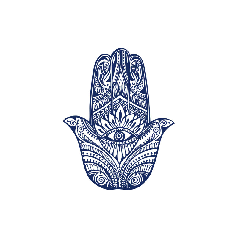 Décalcomanie murale yeux à main hamsa Eli, Bleu marine