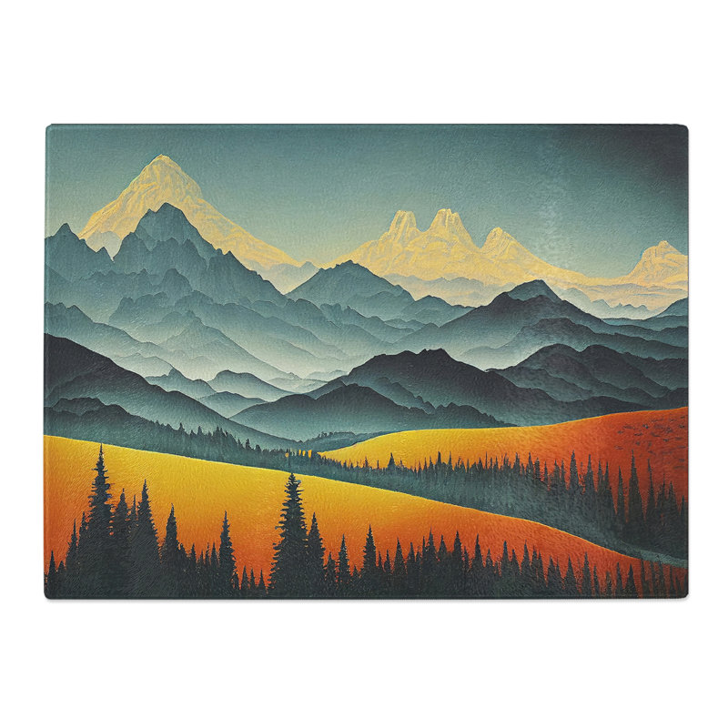 Distinguished Mountain Landscape  Glass Chopping Board