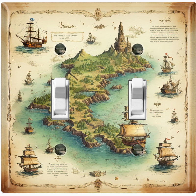 Nautical Themed 2 - Gang Toggle Light Switch Standard Wall Plate