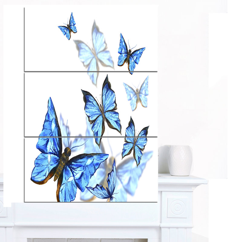 Large White Canvas with Colorful Butterflies Art