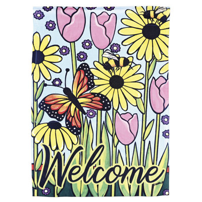 Drapeau papillon jardin de bienvenue 13 x 18