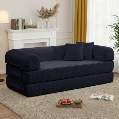 Canapé-lit futon convertible 4 en 1 en velours côtelé, 63 pouces, avec 2 oreillers, aucun assemblage requis
