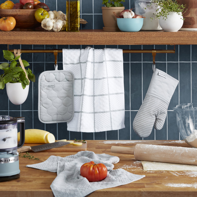 KitchenAid Onion Quilt Kitchen Towel, Oven Mitt & Potholder Set 4-Pack - Pistachio