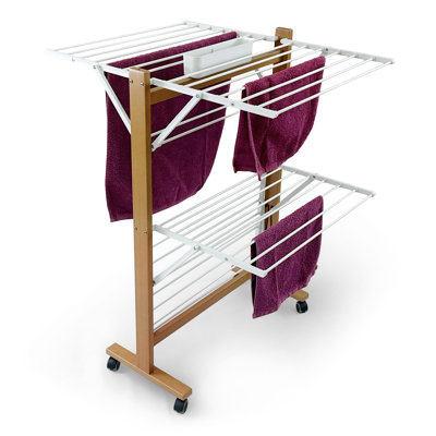 Beech Wood, Alluminium Foldable Freestanding Drying Rack