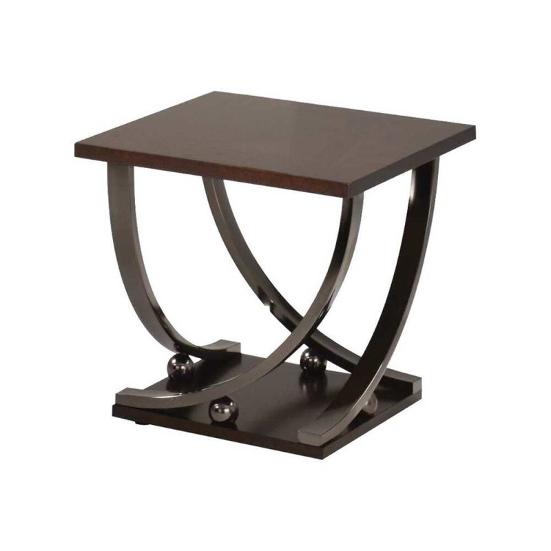 Black Nickel End Table With Bottom Shelf