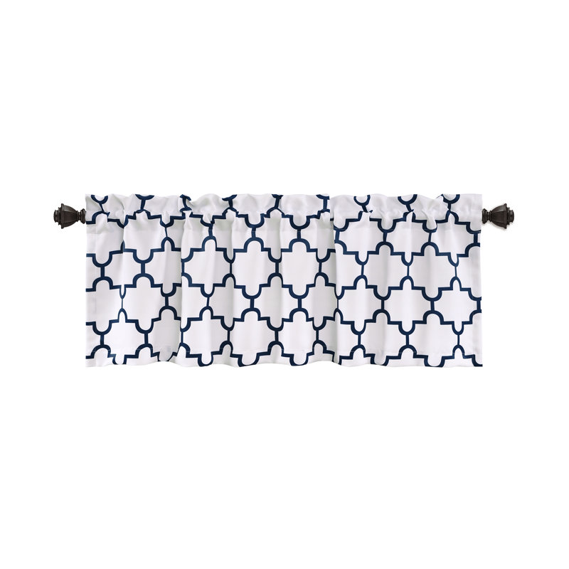Bellagio Geometric Tailored 52'' W Window Valance, Navy