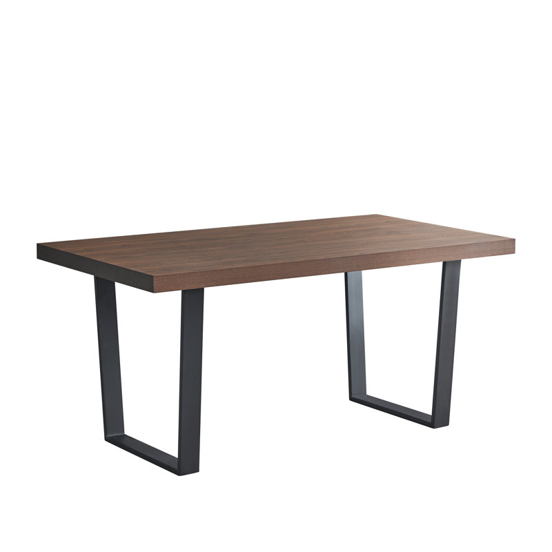 Aarvi 120 cm x 40 cm Concrete Bench with Black Metal Legs, Brown, 2 Pieces: Table, Bench