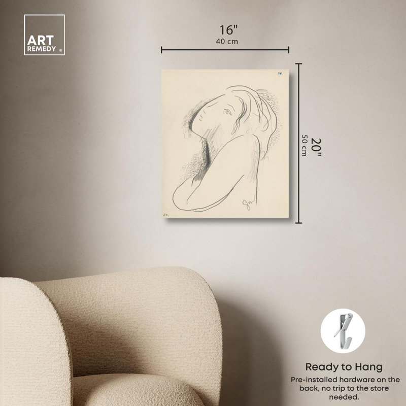 Classic Feminine Figure Art on Canvas in Black and White