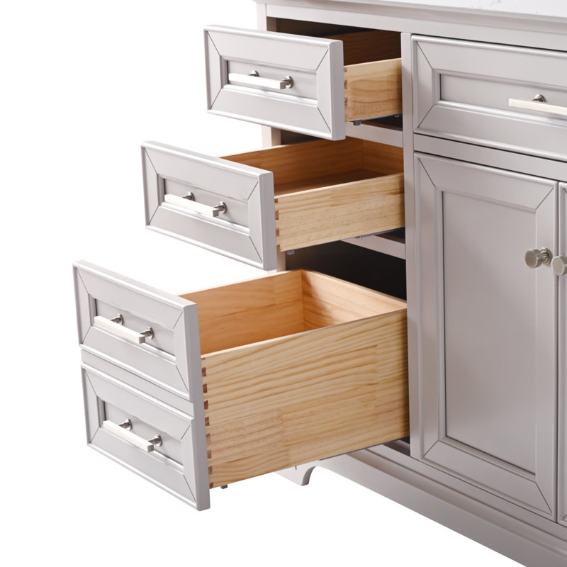 Thompson 60" W Single Bathroom Vanity, Taupe/Brushed Nickel
