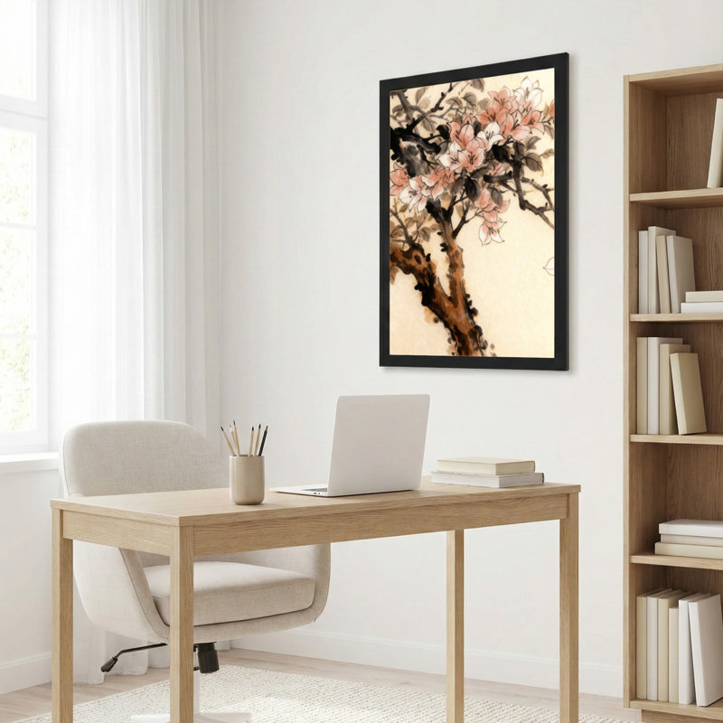 «Cherry Blossom Tree», aquarelle sur toile tendue sur toile, ensemble de 1, H 24 po x l 16 po