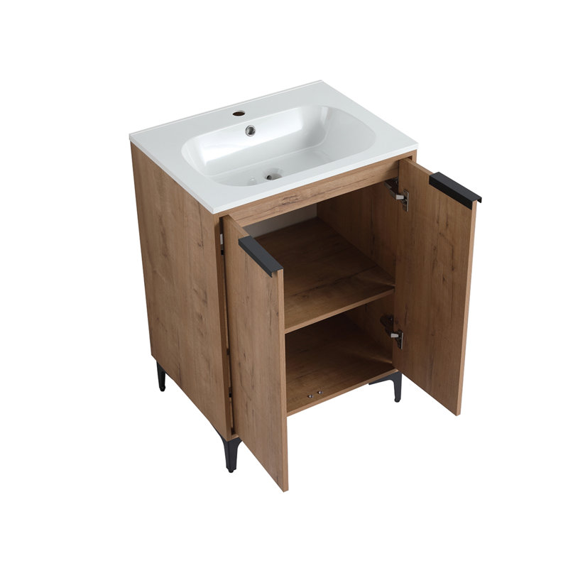 Meuble-lavabo sur pied simple avec plateau en résine 23,62 po Terika