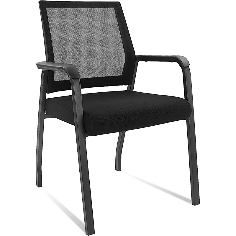 Black Mesh Stacking Office Chair with Metal Frame