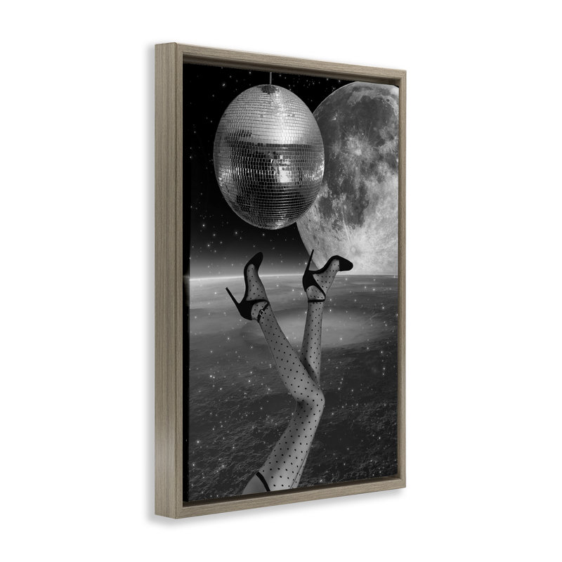 Cadre flottant Hangin 'Over Disco & planète, design par Elo Marc, H 25 po x l 17 po, Cadre flottant orme Montalcino