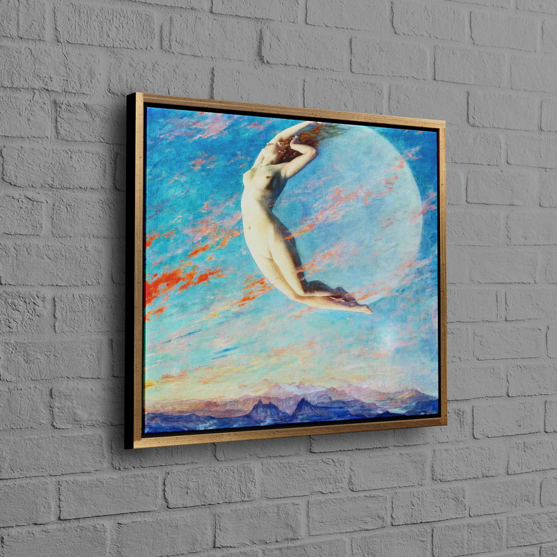 Impression sur toile de lune par Albert Aublet avec effet 3D Selene comme cadeau de mariage personnalisé et art mural encadré pour la maison