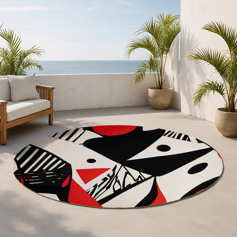 Tapis intérieur et extérieur Cerise Wave, Rond 5 pi