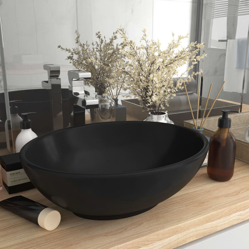 Metro Lane Krahn 400mm L x 330mm W Matt Black Ceramic Oval Sink