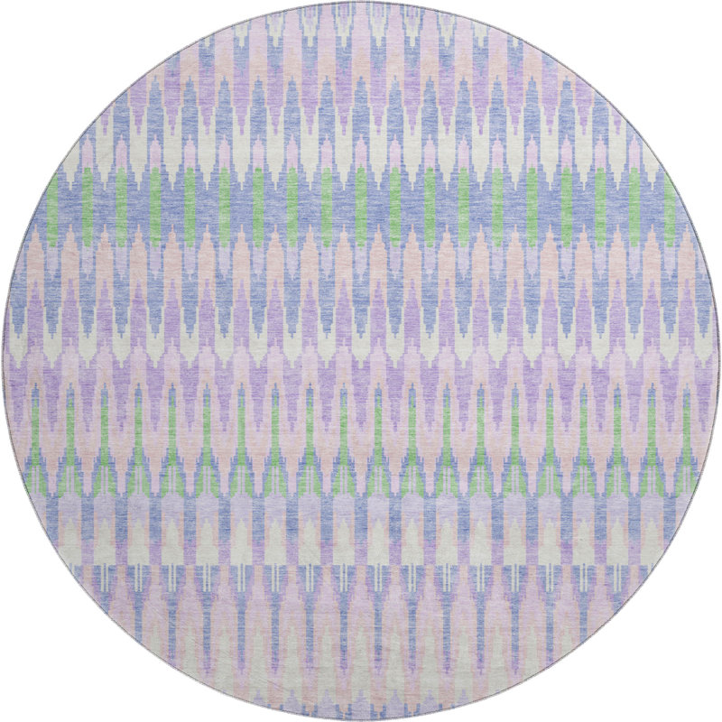 Premium Machine Washable Prisco Lavender Rug, Round 8'