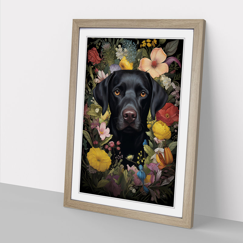 Labrador Retriever Rococo - Framed Print, 64cm H x 46cm W x 2" D, Oak Framed